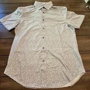 Bugatchi Short Sleeve Men's 8 Way Stretch Button Up Shirt Sz S